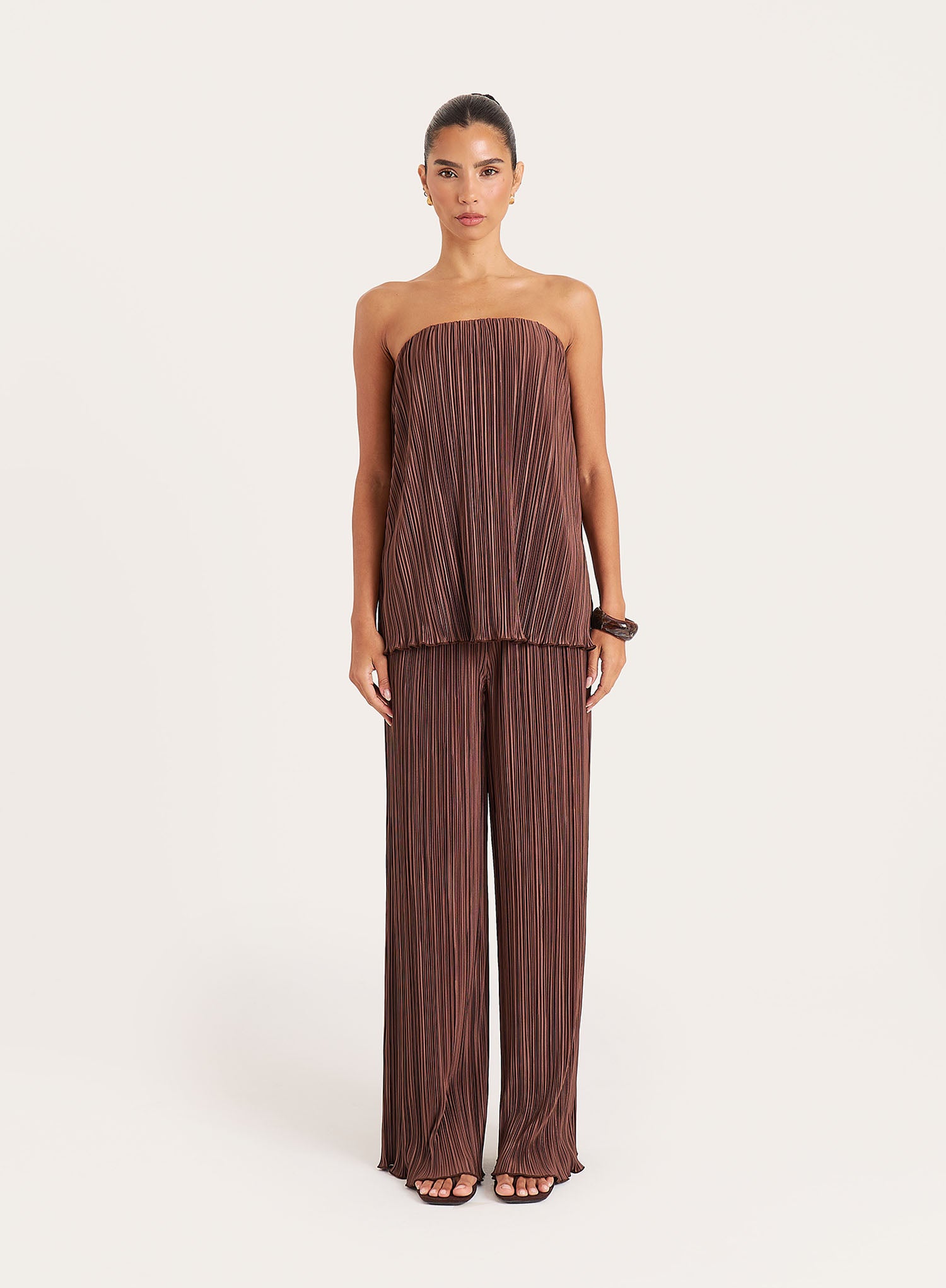 Chocolate Plisse Bandeau Top